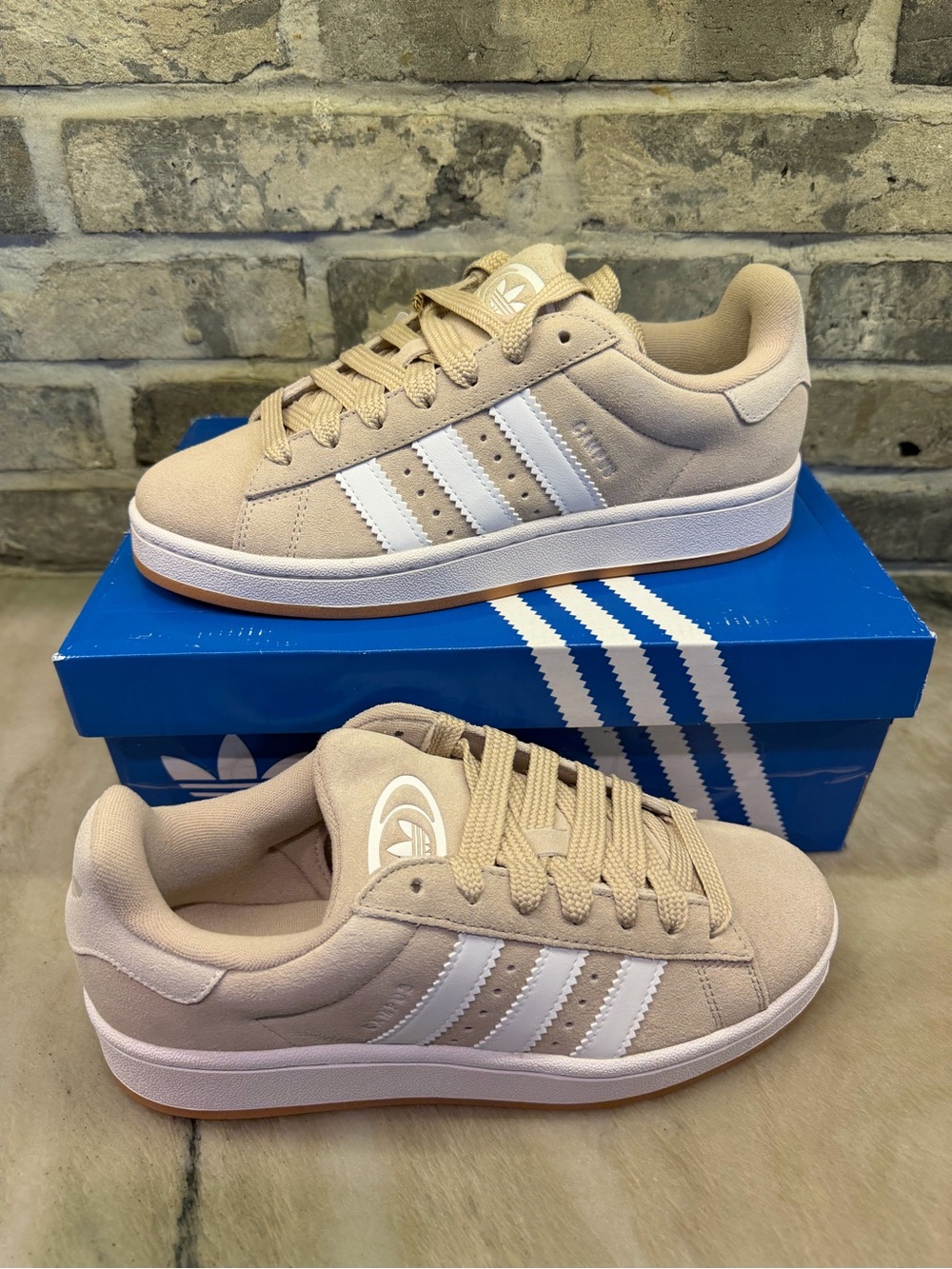 adidas Men's Low-Top Sneakers in Beige and White